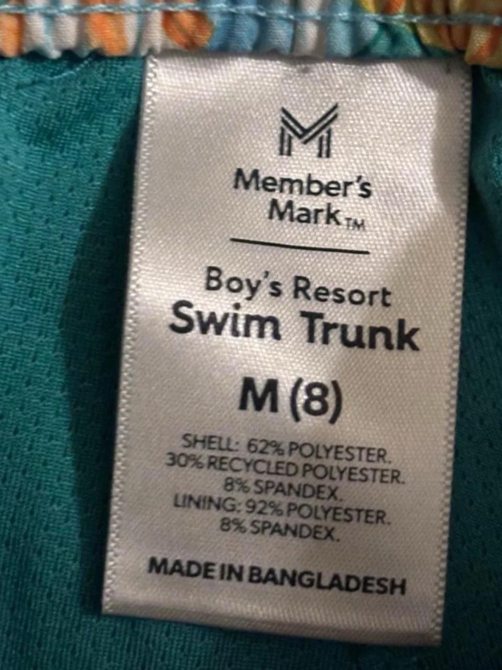 Boys Members Mark Boys Resort Pineapple Swim Trunks Size M(8)